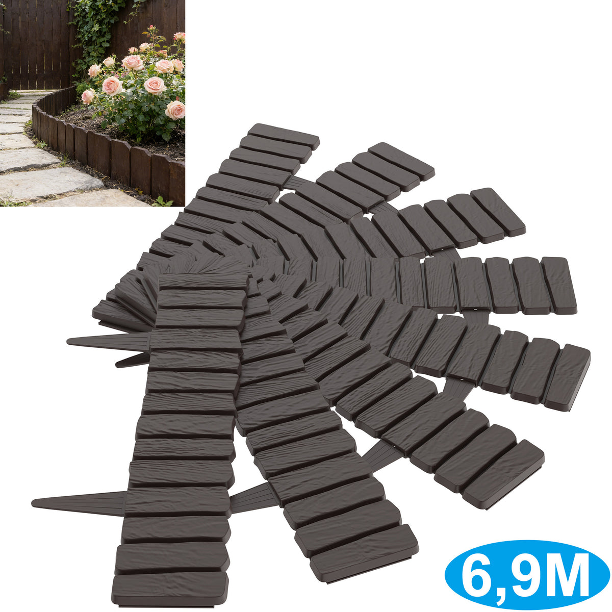 Bordures de jardin en plastique, bois pour jardin et terrasse – vue détaillée 3