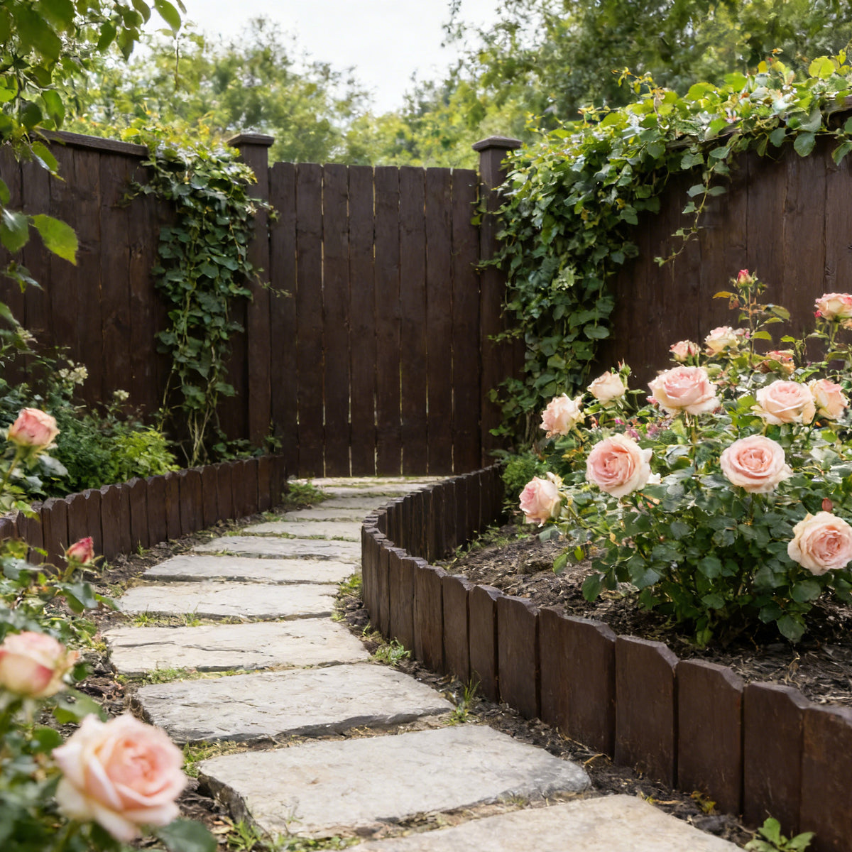 Bordures de jardin en plastique, bois pour jardin et terrasse – vue détaillée 5