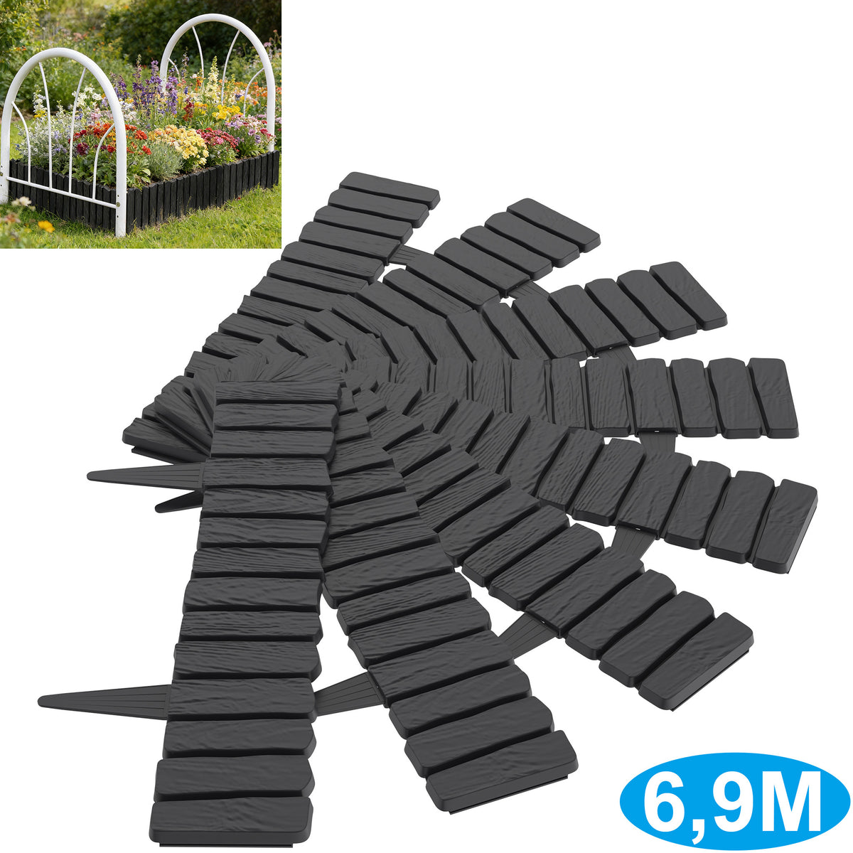 Bordures de jardin en plastique, bois pour jardin et terrasse – vue détaillée 6
