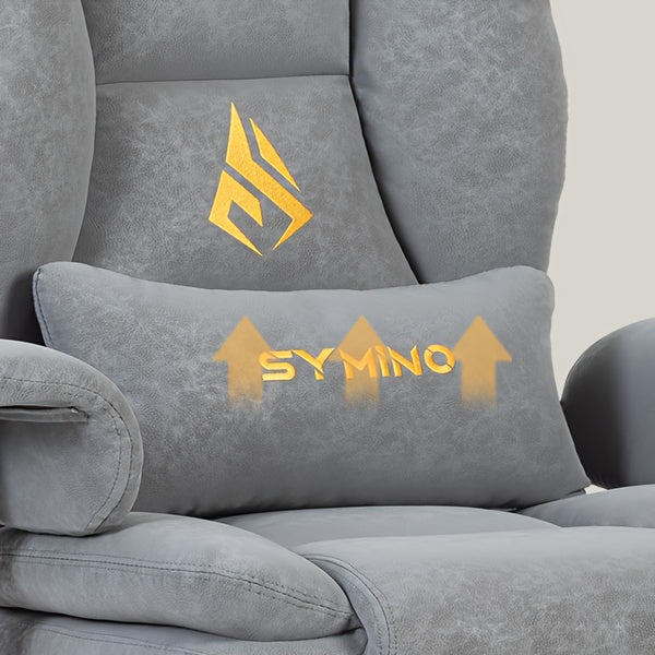 Fauteuil de gaming SYMINO, chaise de bureau ergonomique en cuir PU avec support lombaire - Fauteuil de bureau d'ordinateur inclinable pour adultes, siège de jeu vidéo style course (hauteur et appui-tête réglables)