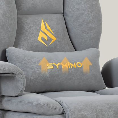Fauteuil de gaming SYMINO, chaise de bureau ergonomique en cuir PU avec support lombaire - Fauteuil de bureau d'ordinateur inclinable pour adultes, siège de jeu vidéo style course (hauteur et appui-tête réglables)