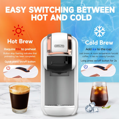 Machine à café capsule 4-en-1 Cafelffe, 20 bar automatique pour machine à café domestique avec préparation à chaud et à froid, compatible avec les capsules Nes*/DG* / les dosettes ESE / le café moulu, chauffage instantané pour une préparation rapide, tail