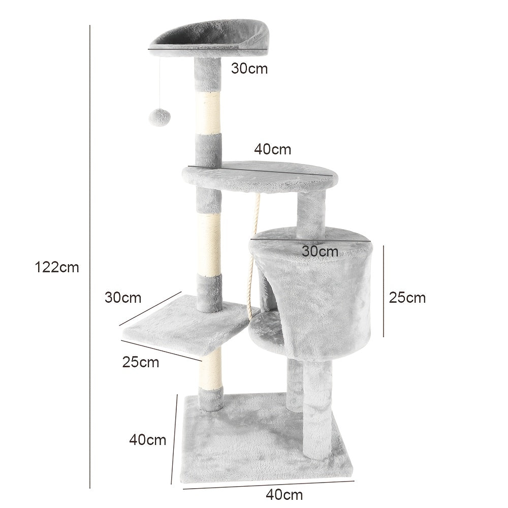 Griffoir pour chat Cactus gris, jouet pour animaux de compagnie, plateforme  maison mignonne en bois, poteau en sisal, arbre à chat, 41,5*41,5*18,5 cm