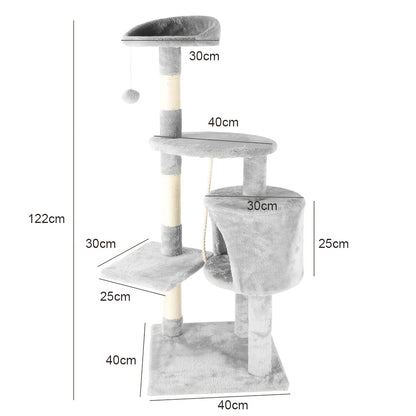 Griffoir pour chat Cactus gris, jouet pour animaux de compagnie, plateforme  maison mignonne en bois, poteau en sisal, arbre à chat, 41,5*41,5*18,5 cm