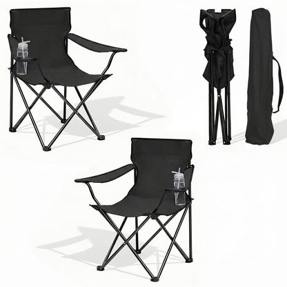 Chaise de jardin pliante Sunula, capacité 140 kg, chaise pliante d'extérieur stable avec porte-gobelet, tissu Oxford 600D, pour patio, balcon, terrasse, jardin - Sac de transport assorti inclus (1/2 pcs)