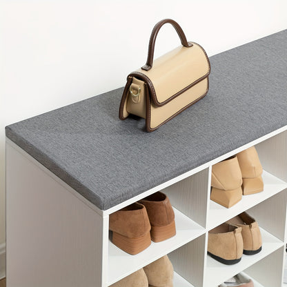 Meuble à chaussures avec banc, 10 compartiments, banquettes rembourrées, armoire murale avec 9 crochets, et meuble à chaussures idéal pour les couloirs, les entrées et les chambres à coucher, couleur blanc