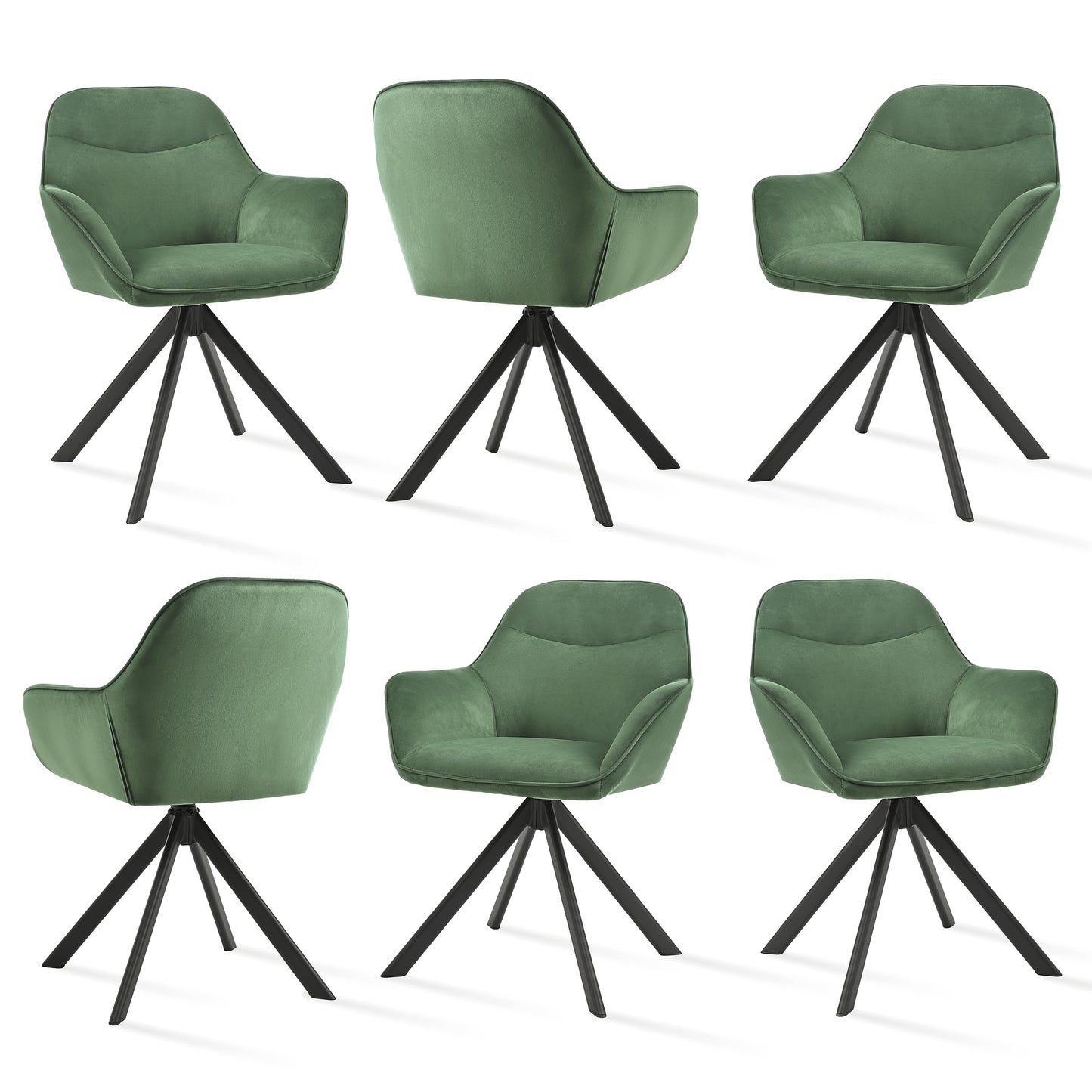 Chaises de salle à manger élégantes et contemporaines, pivotantes à 360 degrés, rembourrées avec assises épaisses, conçues de manière ergonomique pour les familles, les cafés et les restaurants - Lot de 2/ Lot de 4/ Lot de 6