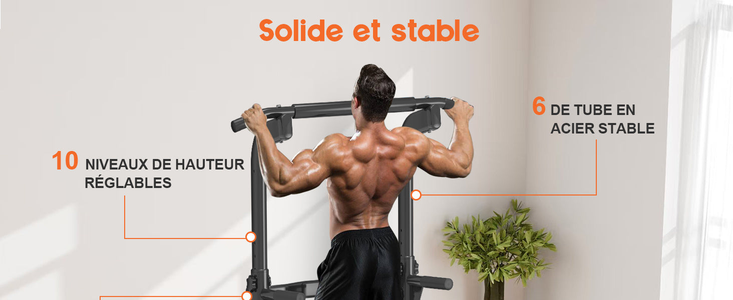 DH FitLife Power Tower Dip Station| Barre de traction autonome | Barre de dips pour le dos | Station de musculation Power Tower | Station de fitness | Rack de puissance pour salle de sport à domicile