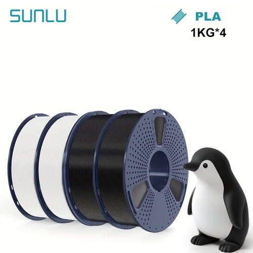 Filament PLA 4Kg 1.75Mm pour imprimante 3D, Filament d'impression 3D PLA 1.75Mm soigneusement enroulé, Précision dimensionnelle +/- 0.02 Mm, Compatible avec la plupart des imprimantes 3D FDM, 4Kg au total, 1Kg par bobine, Lot de 4