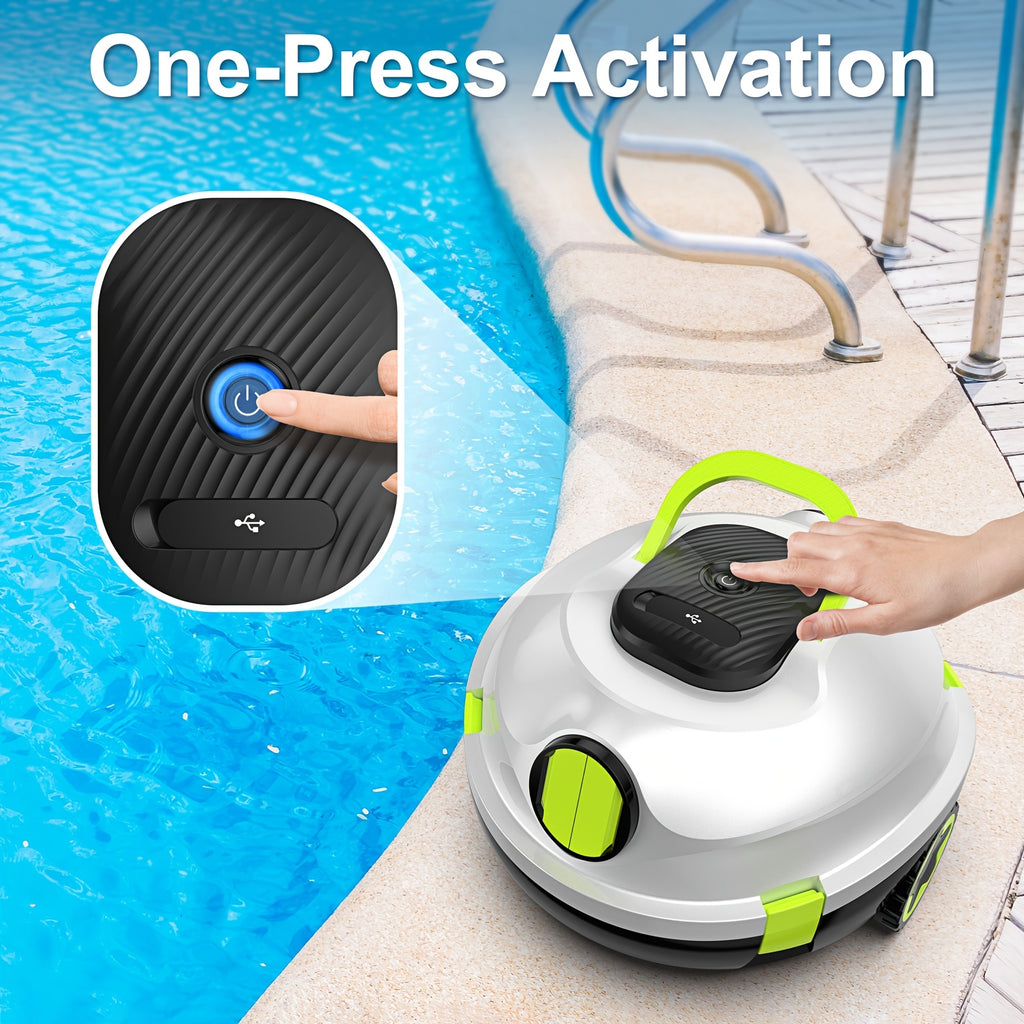 Nettoyeur de piscine robot INSE Y10, Opération facile, Performance de nettoyage puissante, Forte aspiration 39000Pa Double entrées, Panier de filtre 3.5L, Batterie longue durée 5200Mah, Auto stationnement de mur de piscine, Nettoyage de printemps facile
