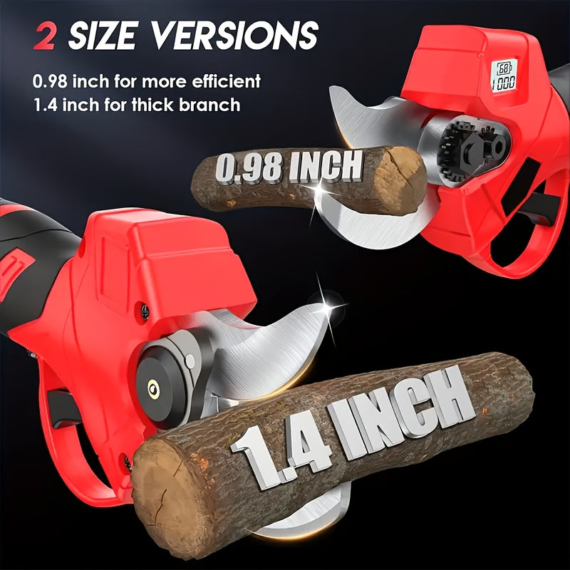 Ensemble de 9 accessoires comprenant des ciseaux électriques sans fil au lithium, une sécateur électrique avec 2 batteries 1500 mAh, 40 mm, écran, moteur sans balais pour le jardinage, les vergers, les vignobles
