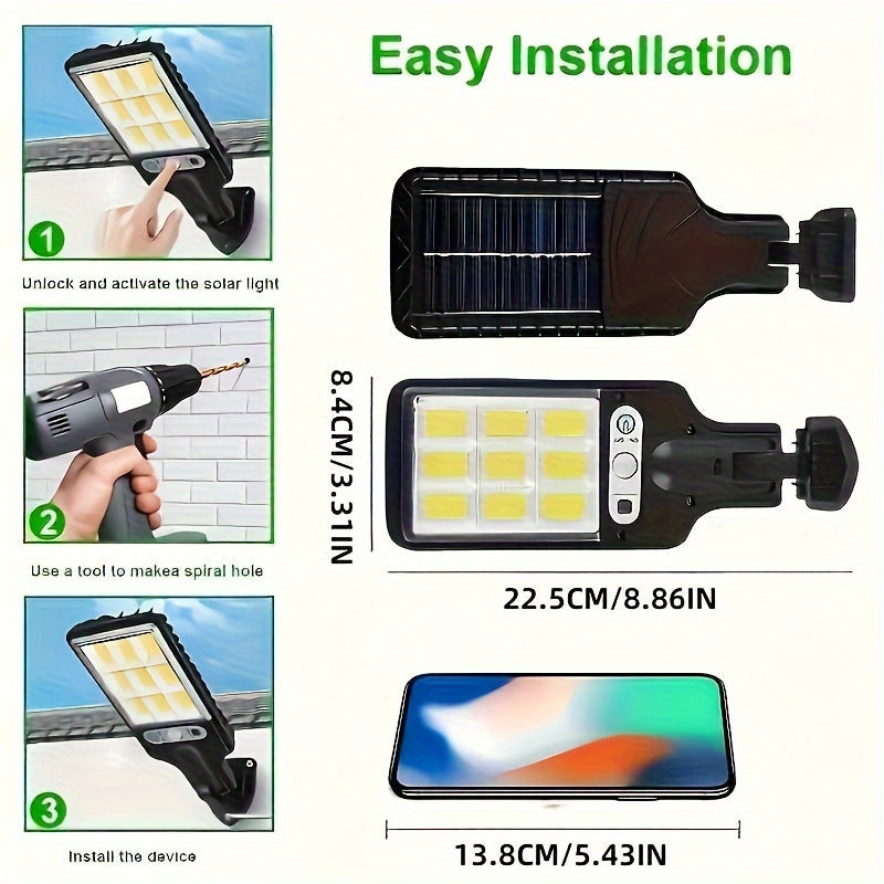 Lampadaires solaires 8/4/2 pièces, lumière solaire d'extérieur avec télécommande, 108 LED IP65, 3 modes d'éclairage, projecteur solaire à détecteur de mouvement PIR, applique de sécurité pour l'extérieur, cour, stade, aire de jeux, jardin, terrasse, décor