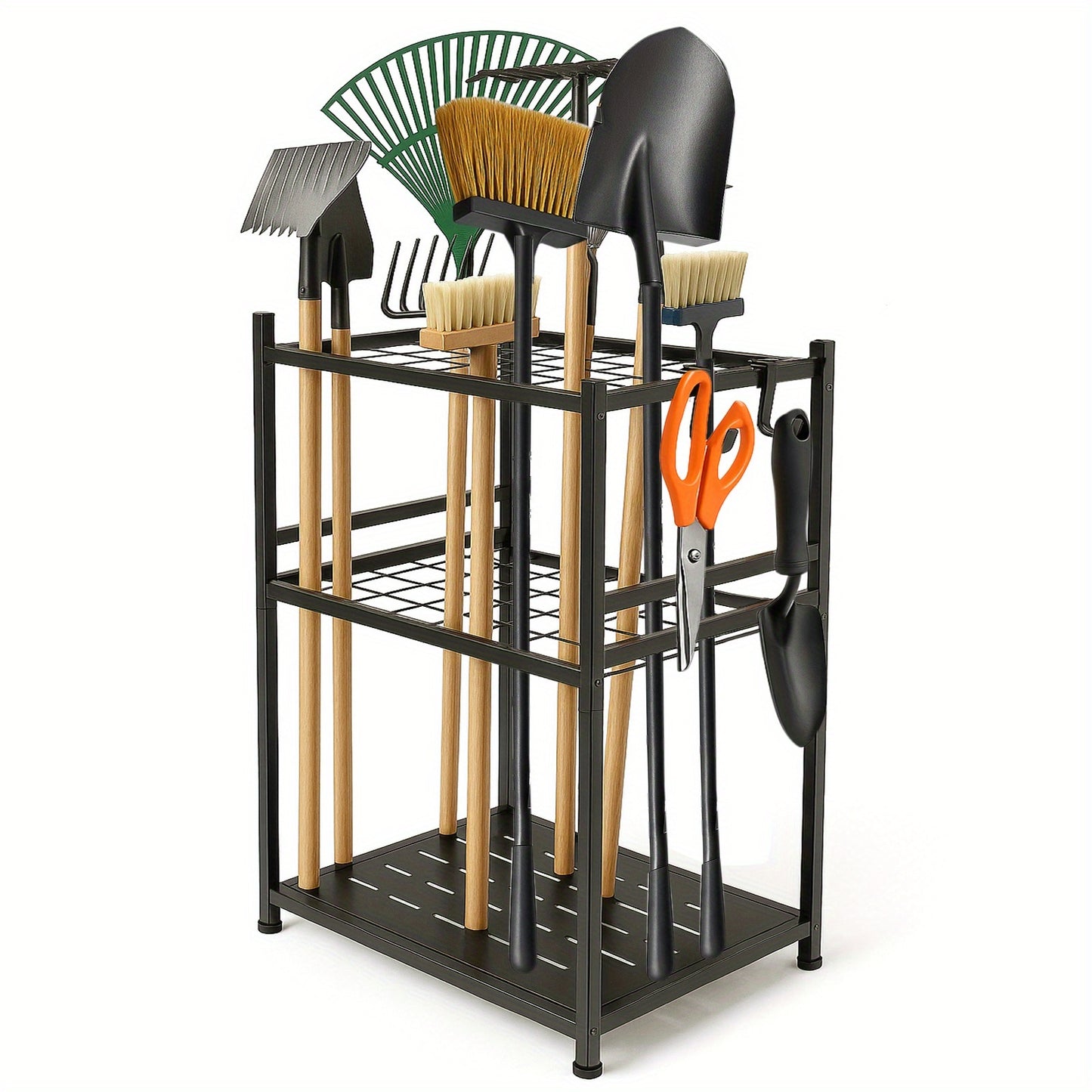 Organisateur de Jardinage, Contient Plus de 50 Outils, Ajustable et Compact pour Organiser Votre Garage/Échelle à Lierre, avec Crochets Pratiques pour Râteaux, Balais, etc., Tournevis en Métal Noir Durable