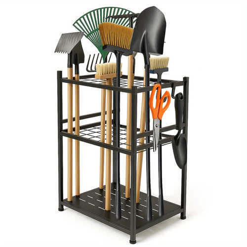 Organisateur de Jardinage, Contient Plus de 50 Outils, Ajustable et Compact pour Organiser Votre Garage/Échelle à Lierre, avec Crochets Pratiques pour Râteaux, Balais, etc., Tournevis en Métal Noir Durable