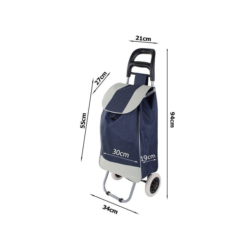 Chariot de courses pliable avec roues, robuste et spacieux, avec poche et poignées, pratique pour transporter des courses lourdes, base stable, grandes roues et poignée durable, en matériau imperméable, facile à nettoyer, poche pour verrouillage ou portef