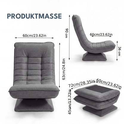 Fauteuil Canapé, Chaise de Sol, Dossier Réglable Rotation 360° Pliable Capacité de Charge 150Kg Design Élégant et Confort Abordable, L'Idéal pour la Décoration Intérieure, Offrant Un Endroit Confortable pour Se Détendre. Noir, Gris