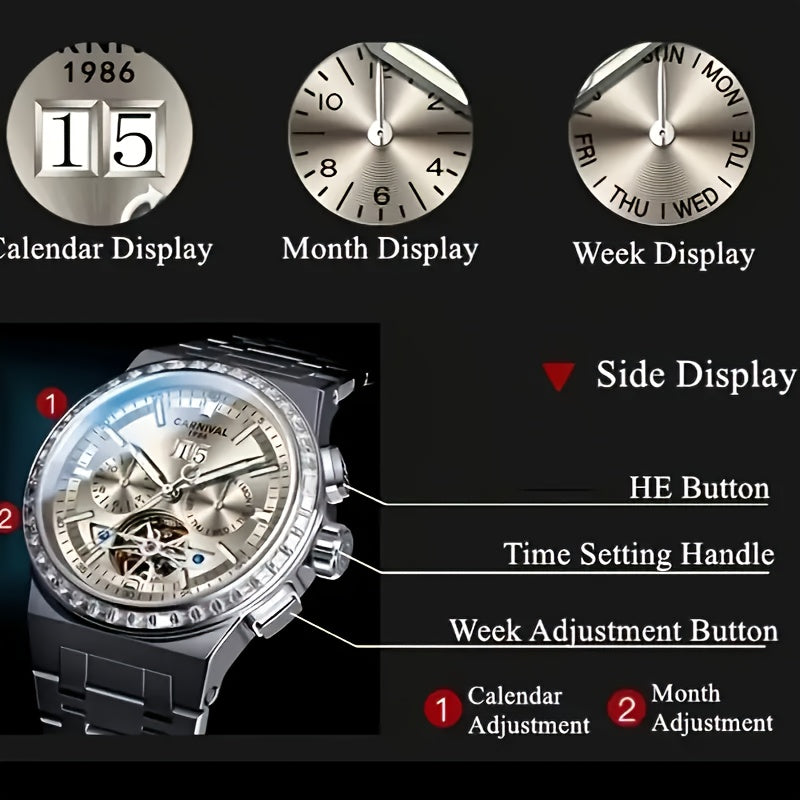 Montres pour Hommes I&W Carnival - Montre de Plongée HE Key, Montre Mécanique Multifonctionnelle Étanche, Cadeaux de Vacances