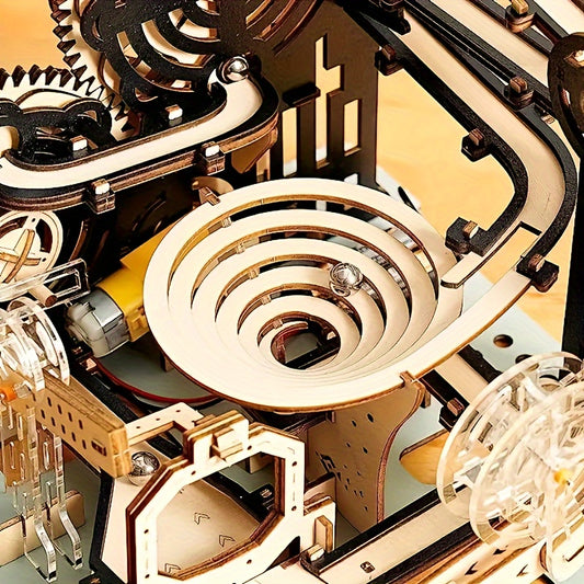 Puzzles électriques 3D en bois, kits de modèles de piste à billes, casse-tête, puzzle à faire soi-même, cadeau de Noël fait main (sans pile), cadeaux de fête d'Halloween