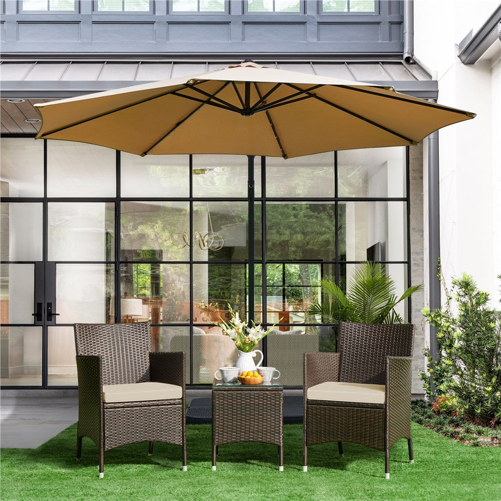 Costoffs Ensemble de mobilier de jardin et de balcon 3 pièces, Groupe de sièges de jardin, Ensemble de mobilier de patio comprenant 2 chaises avec table et coussins d'assise pour balcon, terrasse, jardin