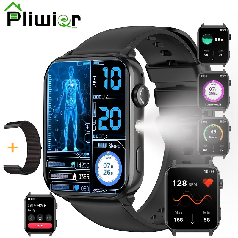 Montres de mode intelligentes pour hommes et femmes, montres de fitness de 4,85 cm pour femmes, appel sans fil, montre de suivi de la condition physique avec compteur d'activité/moniteur de sommeil/ modes sportifs, assistant vocal IA, rappels intelligents