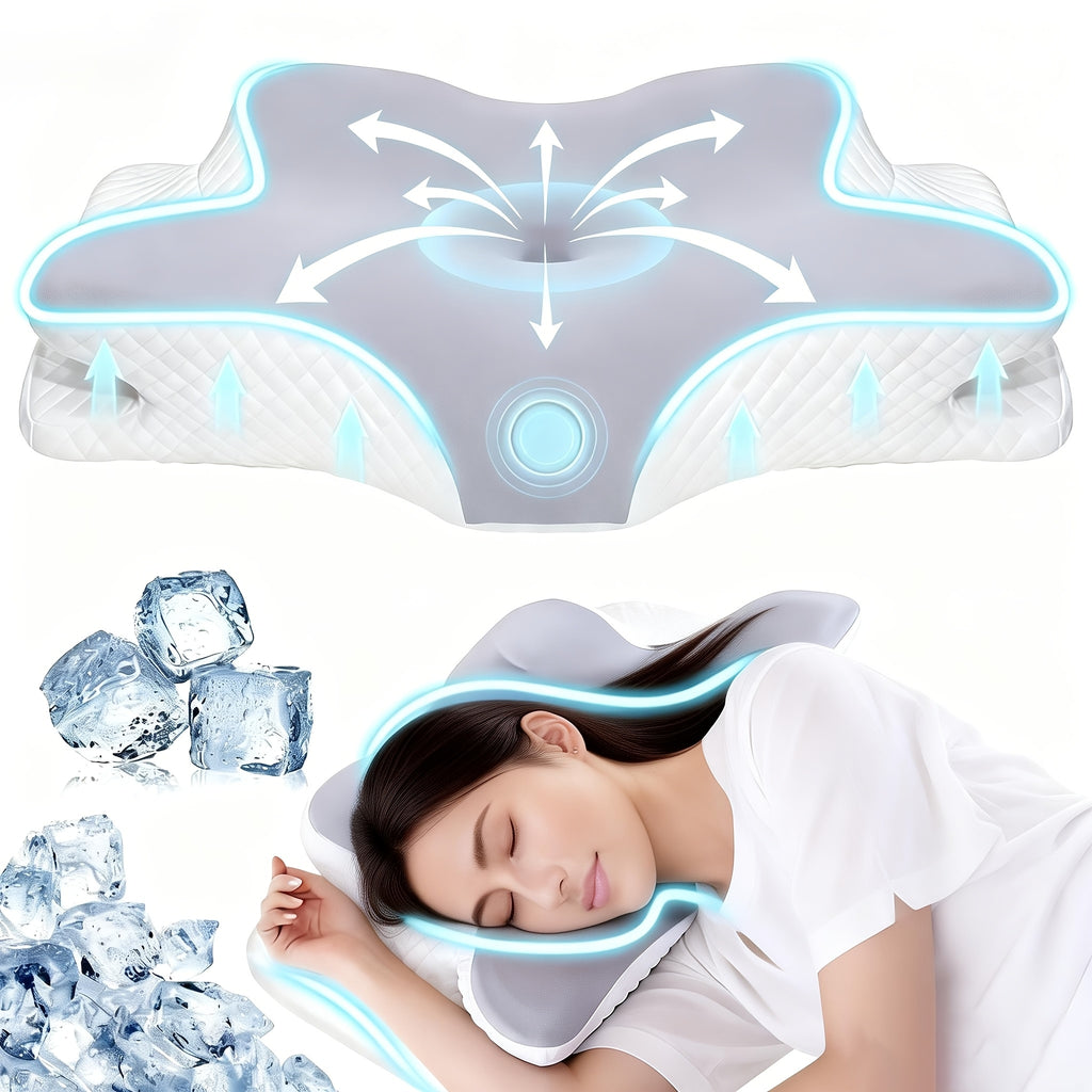 2pcs Oreiller Papillon Mousse à Mémoire de Forme Oreiller Cervical, Sommeil Profond Confortable, Tissu Respirant et Doux, Design Haut de Gamme Prendant En Compte Le Sommeil Sur Le Dossier Et Sur Le Côté, 60*40*12Cm, Cadeaux Pour La Famille Et Les Amis, En