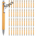 Dofiki 50/100pcs Stylos en Bambou en Vrac, Stylos à Bille Rétroplats en Bois, Stylo à Bille en Bambou, Stylos à Encre 1.0Mm Stylo à Bille en Bois pour Journal Fournitures Scolaires de Bureau