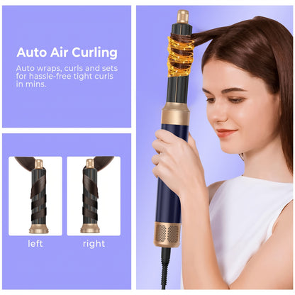 Kit Sèche-Cheveux Ionique 7-en-1, 110000 RPM Haute Vitesse, 1400W, avec Diffuseur, Fer à Boucler Automatique, Lissage et Coiffage, Sèche-Cheveux pour Salle de Bain
