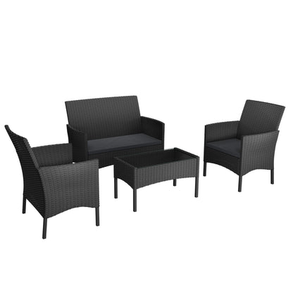 Ensemble de mobilier de jardin en rotin poly pour balcon - canapé 2 places, chaises individuelles et table avec coussins d'assise anthracite - choix de couleur salon (coussins d'assise anthracite)