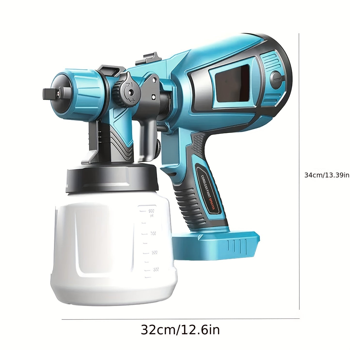 Pistolet à peinture sans fil HVLP pour clôture avec 2 batteries lithium-ion 3000mAh, compatible avec batterie Makita 18V, réservoir de 1000ml, 4 buses et 2 outils de nettoyage, 3 motifs, pour murs, plafonds, clôtures et bois