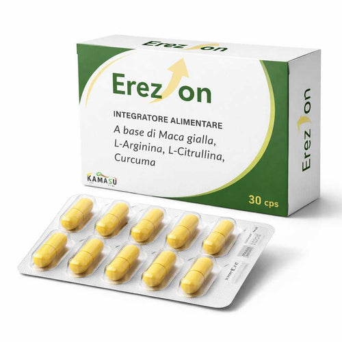Intégrateur Homme avec Maca Jaune, Arginine, Citrulline et Curcuma - Livraison Rapide depuis le Magasin Local - 30 Capsules Fabriquées en Italie