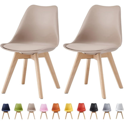 Ensemble de 2 chaises de salle à manger MCC Direct, chaise de cuisine, chaise de bureau, chaise de salon, chaise coquille de designer Eva, disponible en 7 couleurs