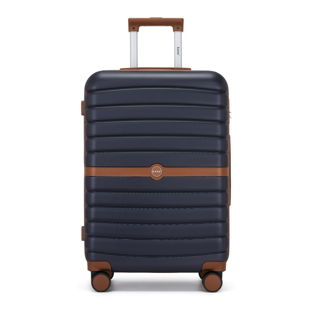 Valise Kono 20 pouces 24 pouces 28 pouces en ABS+PC Design Rayé avec Détails Color-Block et Roues Pivotantes