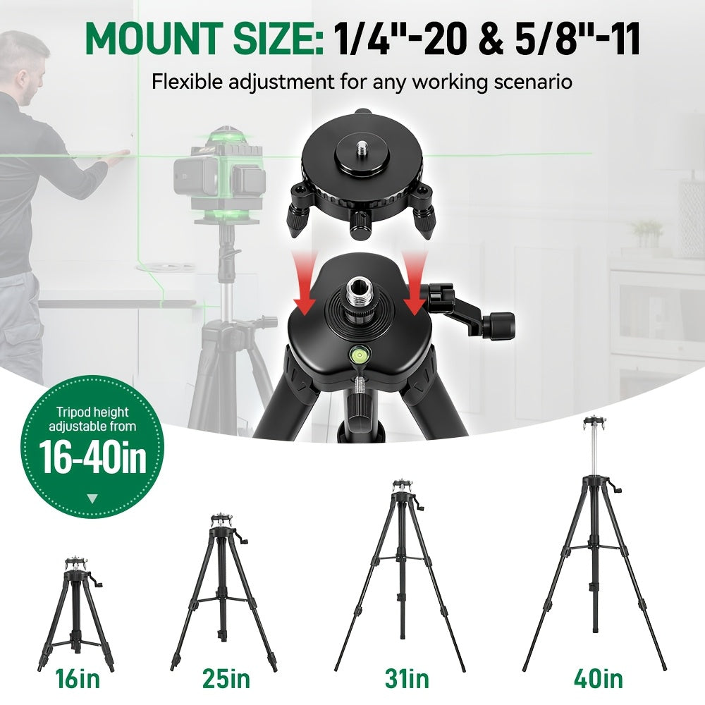 1 Ensemble Niveau Laser 16 Lignes 360 Nivellement Automatique, Outil de Niveau Laser à Ligne Croisée Verte 4X360° pour la Construction et la Suspension de Tableaux, Niveau Laser 4D