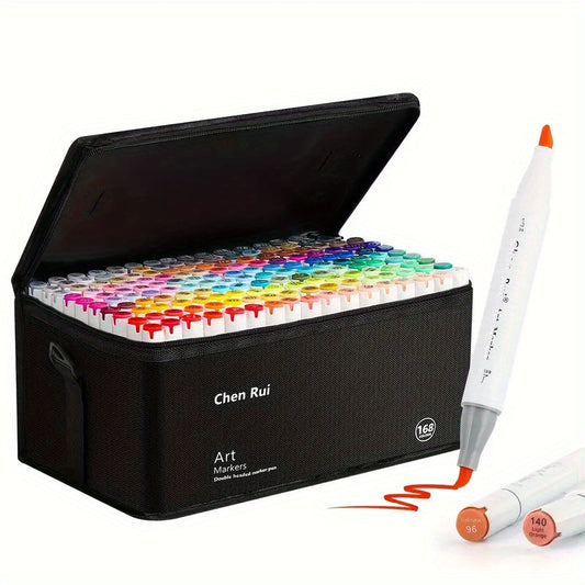 Marqueurs d'art professionnels - Pointe ciseau et encre à l'alcool, ensemble de sac portable de 48/60/80/100/120 couleurs - Idéal pour le dessin, le coloriage et la conception graphique - Choix parfait pour les artistes, les étudiants et les professionnel