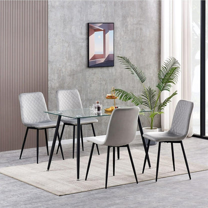 Ensemble de 4 chaises de salle à manger MCC Direct en velours, pieds en métal, chaises Lexi, chaises de conception