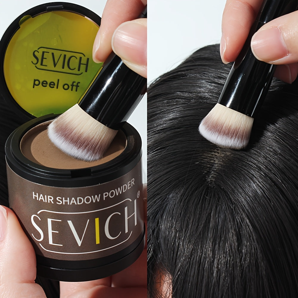 [Entrepôt local] Kit de 2 poudres d'ombrage pour la racine des cheveux sevich avec pinceau, mélangez la poudre uniformément, application délicate pour dissimuler instantanément la racine des cheveux, poudre de comblement imperméable pour une apparence nat