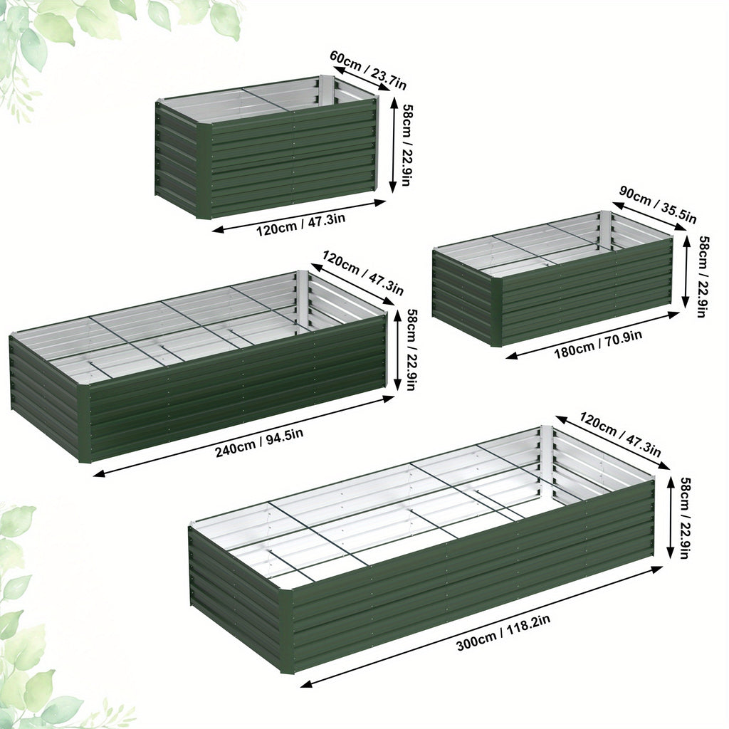 [Bac de jardin surélevé] Bac de Jardin Surélevé - Jardinage surélevé - Bac à Légumes - Boîte à Fleurs en Acier Vert/Noir/Argenté