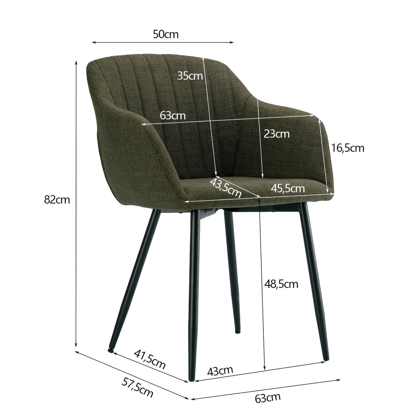 Chaises de salle à manger élégantes avec accoudoirs et soutien lombaire pour salon, cuisine et chambre, offrant un grand confort - Disponibles par lots de 2, 4 ou 6