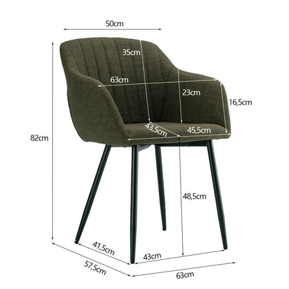 Chaises de salle à manger élégantes avec accoudoirs et soutien lombaire pour salon, cuisine et chambre, offrant un grand confort - Disponibles par lots de 2, 4 ou 6