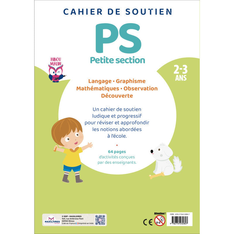 Cahier de soutien - Petite Section - PS