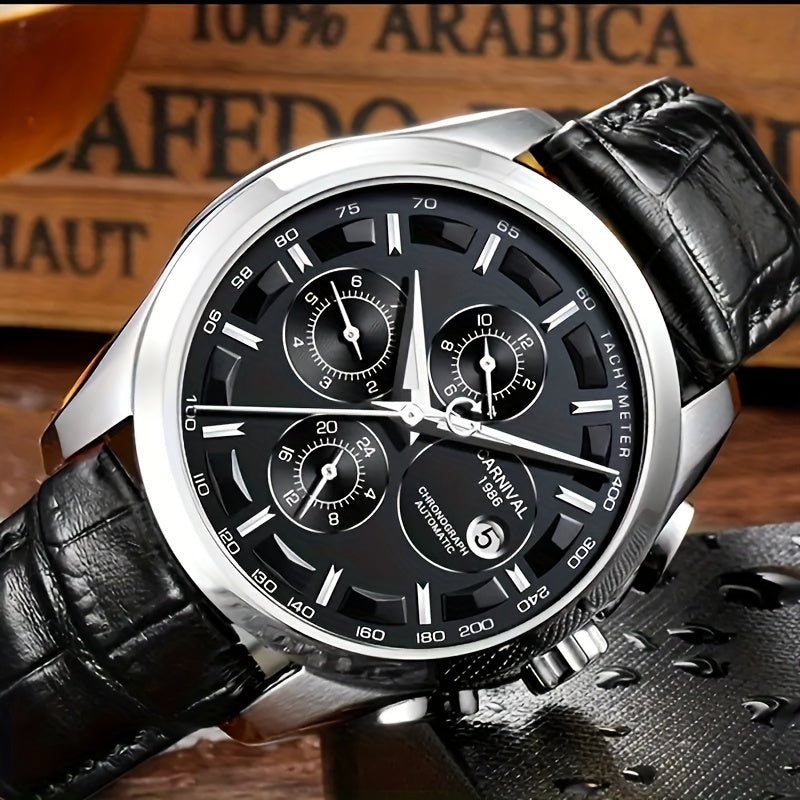 [I&W CARNIVAL] Montre Mécanique Automatique Multifonction pour Homme, Montre Sportive Élégante avec Calendrier et Étanchéité 30m