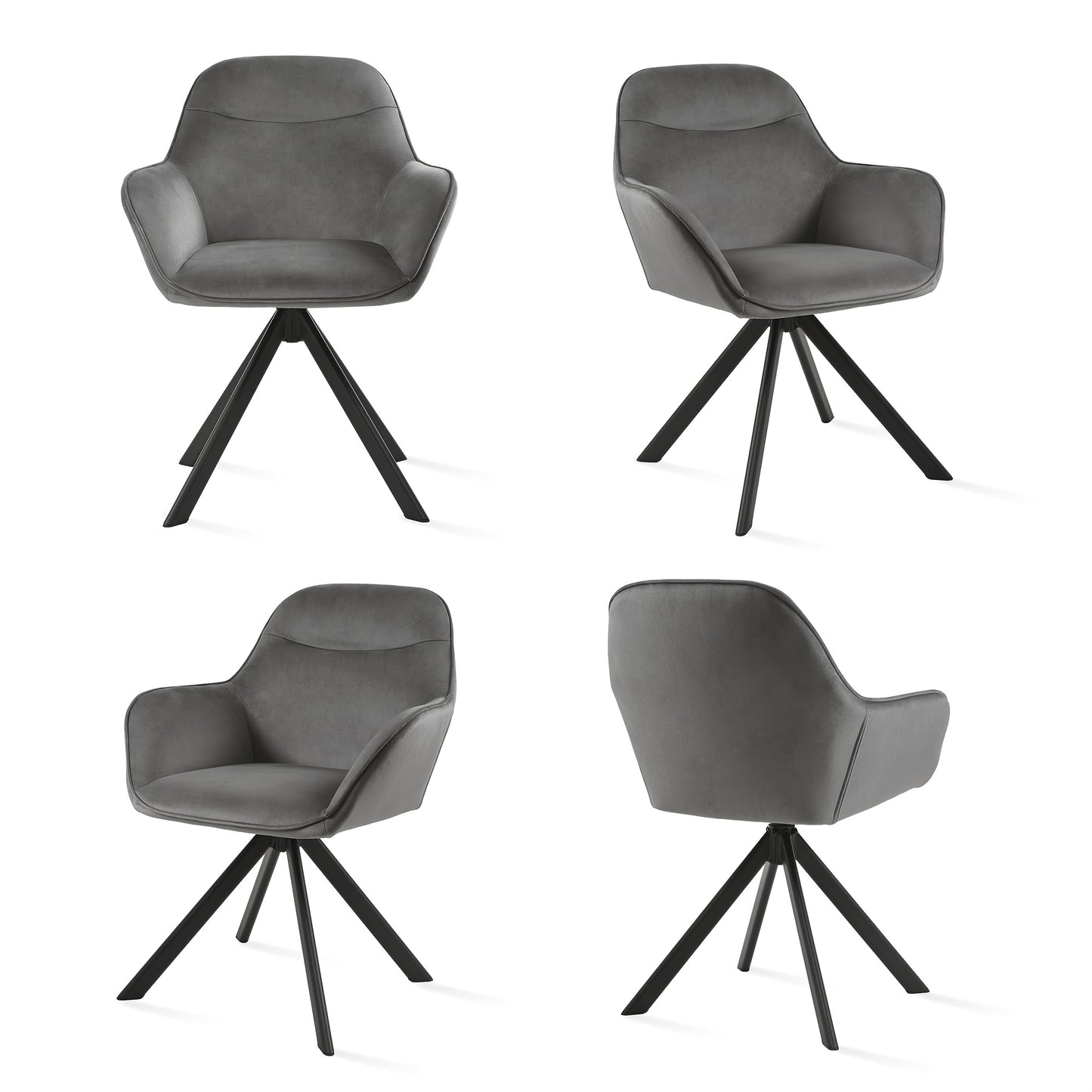 Chaises de salle à manger élégantes et contemporaines, pivotantes à 360 degrés, rembourrées avec assises épaisses, conçues de manière ergonomique pour les familles, les cafés et les restaurants - Lot de 2/ Lot de 4/ Lot de 6