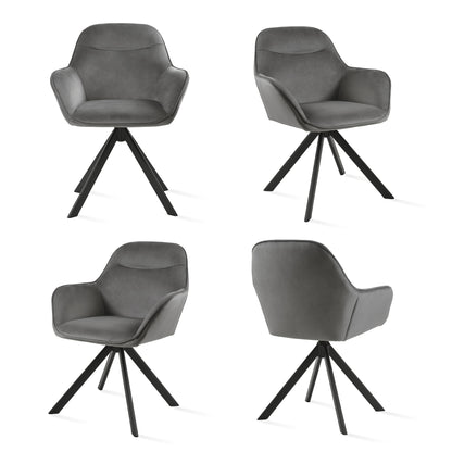 Chaises de salle à manger élégantes et contemporaines, pivotantes à 360 degrés, rembourrées avec assises épaisses, conçues de manière ergonomique pour les familles, les cafés et les restaurants - Lot de 2/ Lot de 4/ Lot de 6