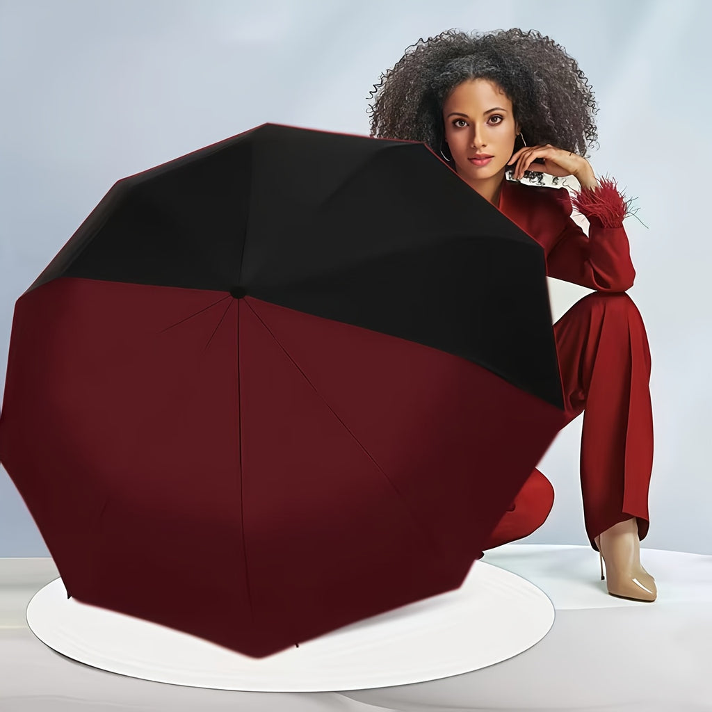 Parapluie Grand Format Robuste et Automatique MEI QI LIN avec Ouverture/Fermeture à un Bouton, Toile Coupe-Vent à 10 Baleines et Pliage Compact, Convient aux Hommes et aux Femmes, Voyage en Voiture, Parapluie d'Extérieur pour Adultes, Dernier Modèle
