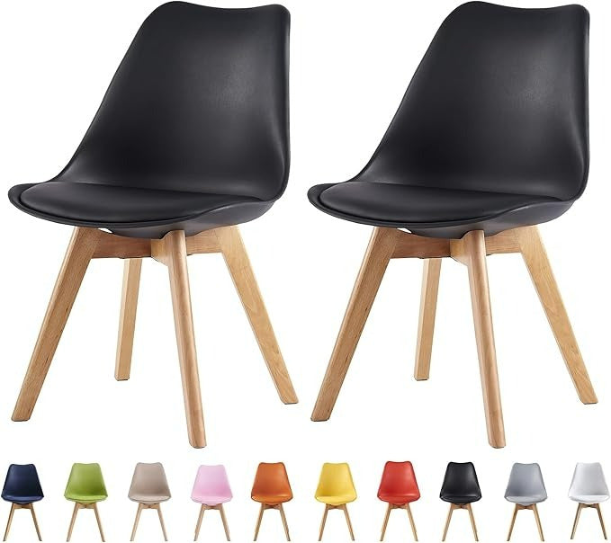 Ensemble de 2 chaises de salle à manger MCC Direct, chaise de cuisine, chaise de bureau, chaise de salon, chaise coquille de designer Eva, disponible en 7 couleurs
