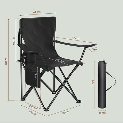 Lot de 2 chaises de pêche pliantes et portables/ chaises de camping/ chaises d'extérieur/ chaises de camping légères. Poids propre 2 kg. Équipées d'un porte-gobelet et d'un rangement à grille latérale. Conception antidérapante. Livrées avec un sac de rang