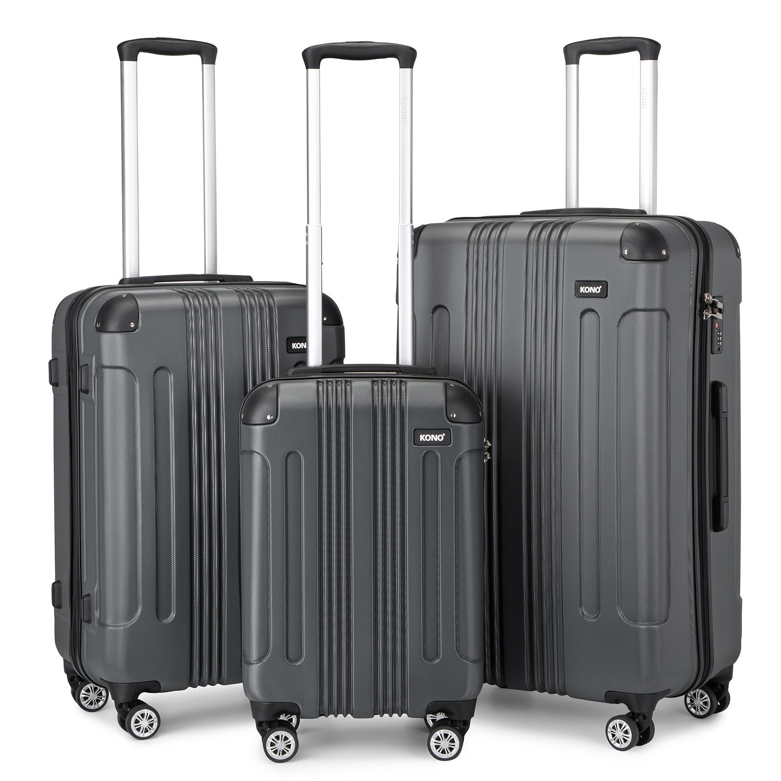 Valise KONO 19 pouces 24 pouces 28 pouces, Valise Rigide ABS, Valise à Roulettes, Roues Pivotantes 4, Serrure TSA, Cadeau pour les Vacances ou la Rentrée Scolaire