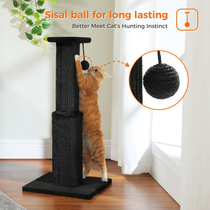Griffoir pour chat PAWZ Road Large, 80 cm de haut, pour chats adultes d'intérieur, griffoir ultime avec sisal tissé, grande base et balle suspendue amovible