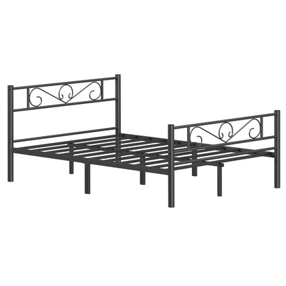 VASAGLE Structure de lit double, base de lit en métal, convient aux matelas 140 x 190 cm, à assembler, idéal pour les espaces compacts, chambre d'amis