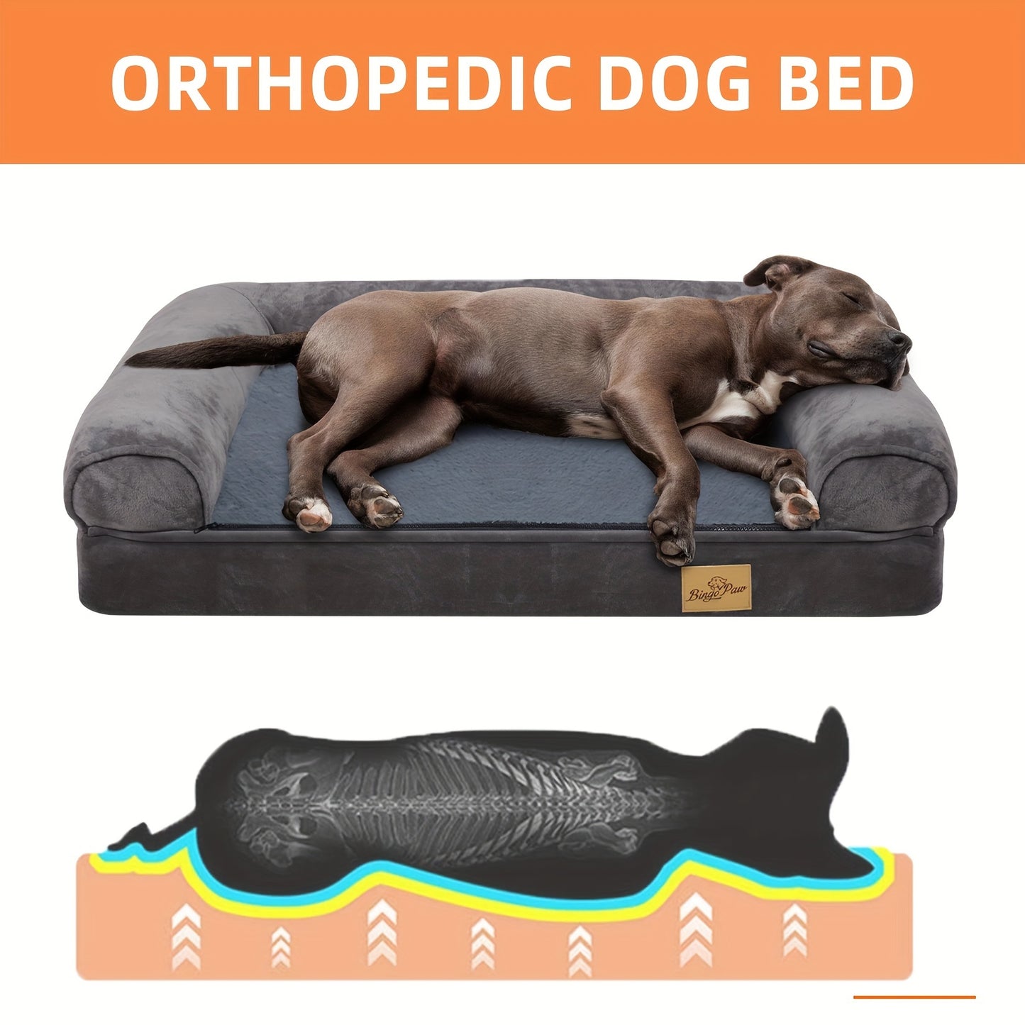 Lit pour grand chien durable : Canapé-lit pour chien de très grande taille jumbo et douillet, literie pour canapé pour chien en mousse éponge orthopédique, housse amovible et lavable, utilisation hiver et été